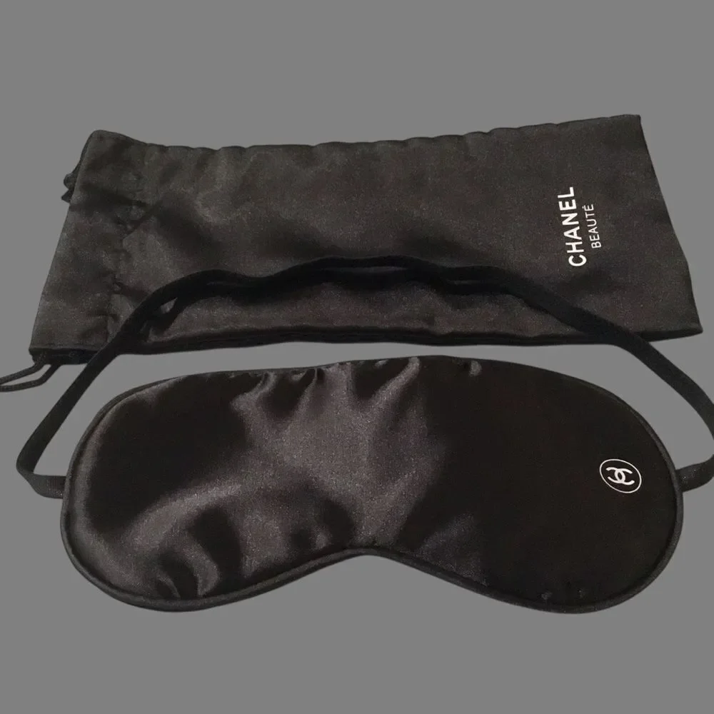 CHANEL Black Satin Eye Mask